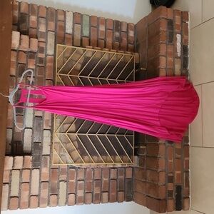 TABITHA Webb Womens Maxi Dress. Size Small Hot Pink High Low Spaghetti Strap